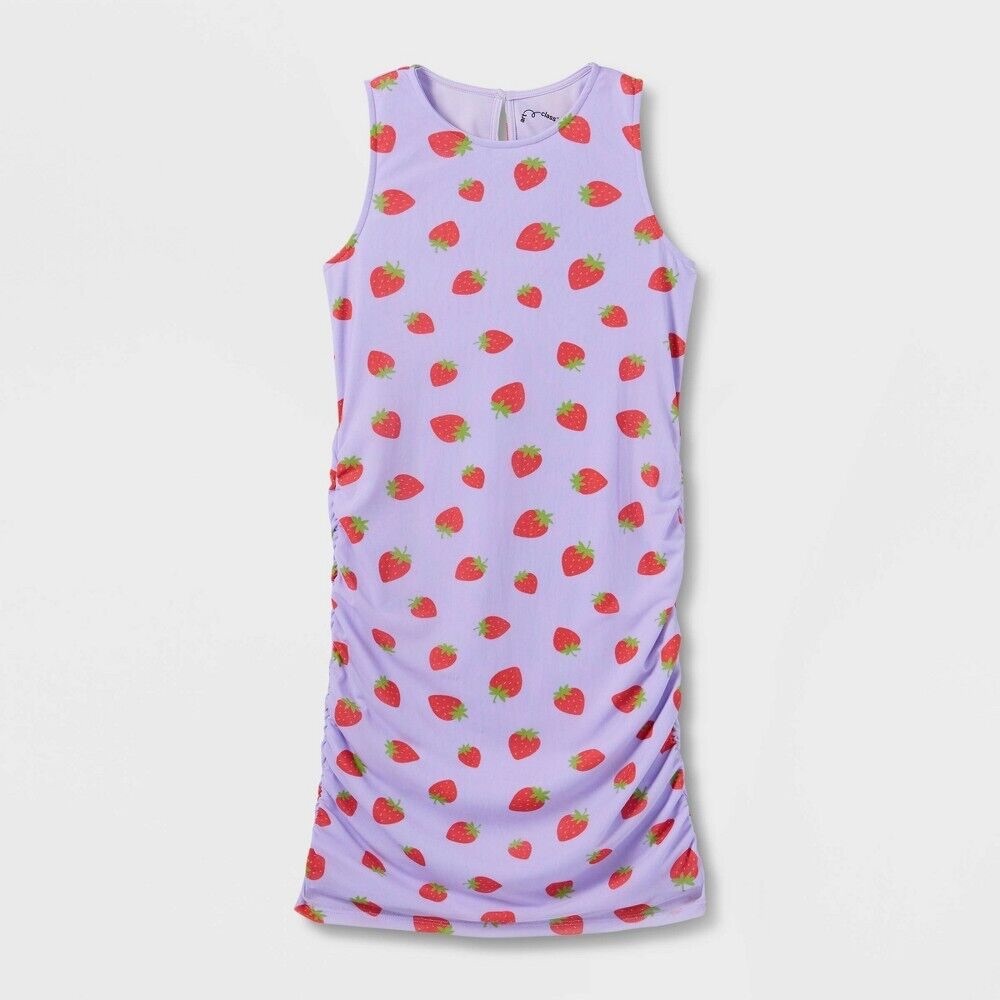 Girls' High Neck Mesh Dress - art class Purple L